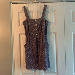 StripedBlue with Flowers Short Summer Dress